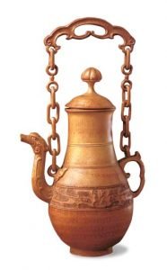 Qing Dynasty carved bamboo loop-handle pot, housed in Palace Museum